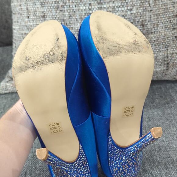 Steve Madden Posesion Royal Blue Heels Women's 9 Rhinestone Satin Sapphire Pumps - Picture 8 of 8
